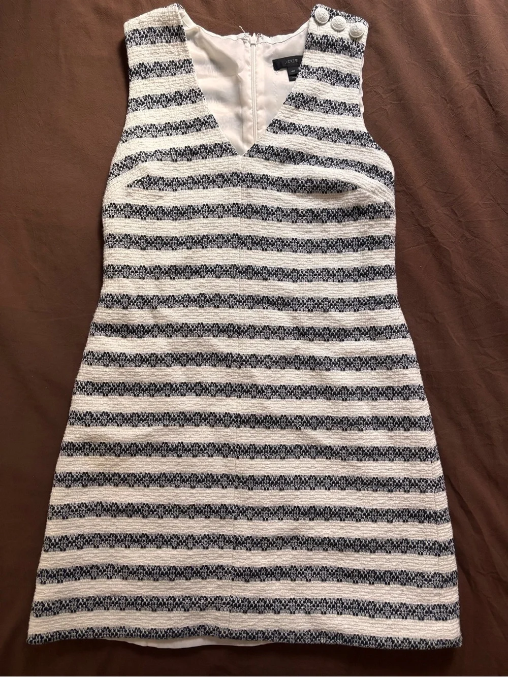 J. Crew White and Navy Striped Sleeveless Knit Mini Dress